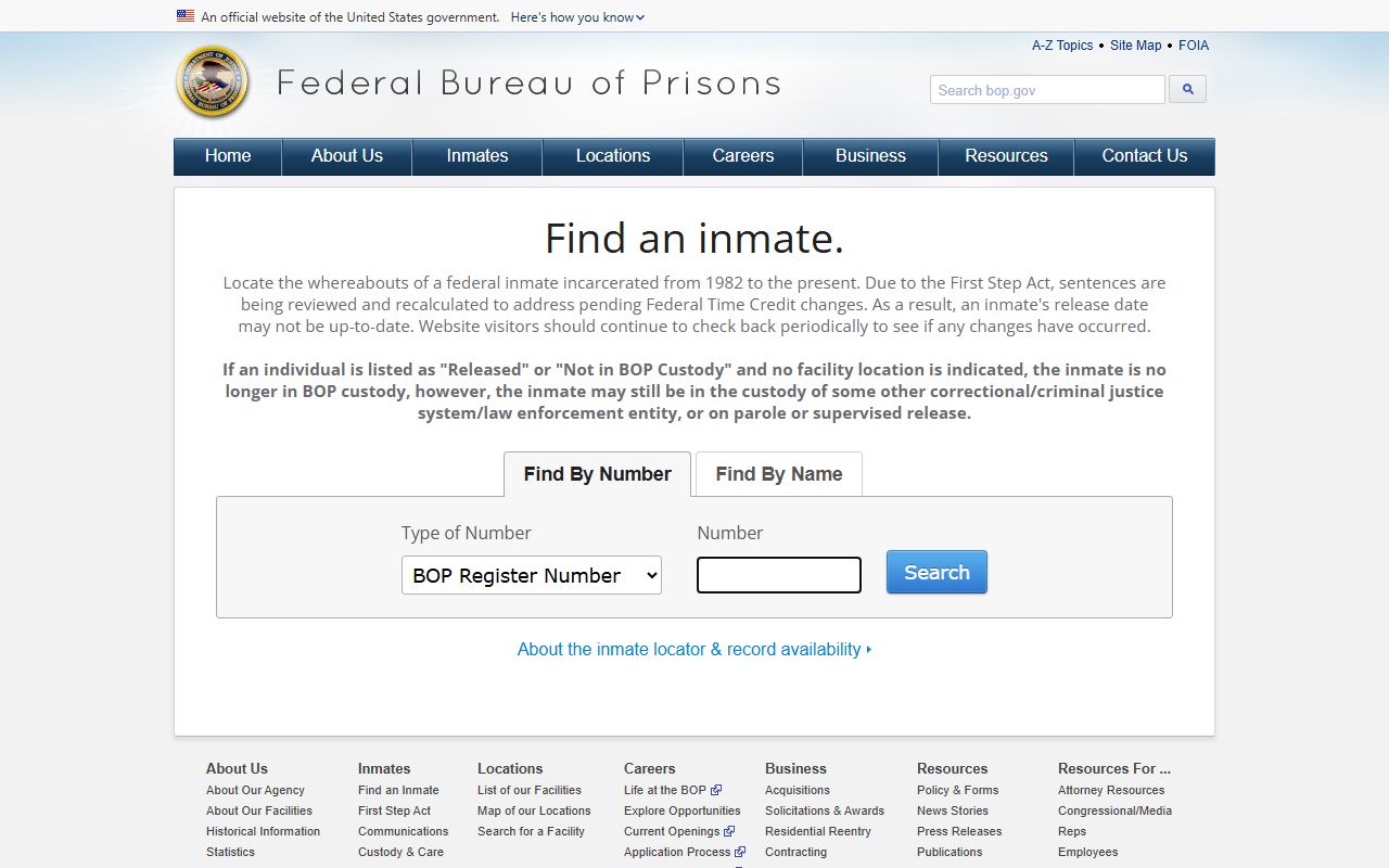 Juneau County jail mugshots federal BOP locator without booking photos